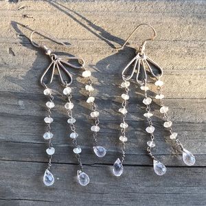 Vintage Faceted Bead Silver Earrings